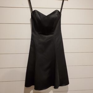 Alfred angelo 0 bridesmaid dress black a-line mini dress flowy formal wedding